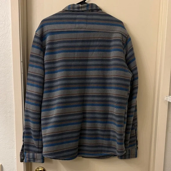 ** Volcom ** men’s Sherpa jacket voyager Striped Blue and Gray - Large Jacket - Picture 7 of 10